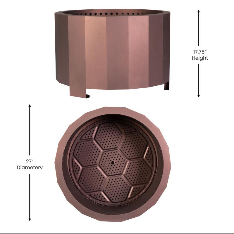 Titus Commercial Grade 27" Smokeless Outdoor Firepit, Bronze
