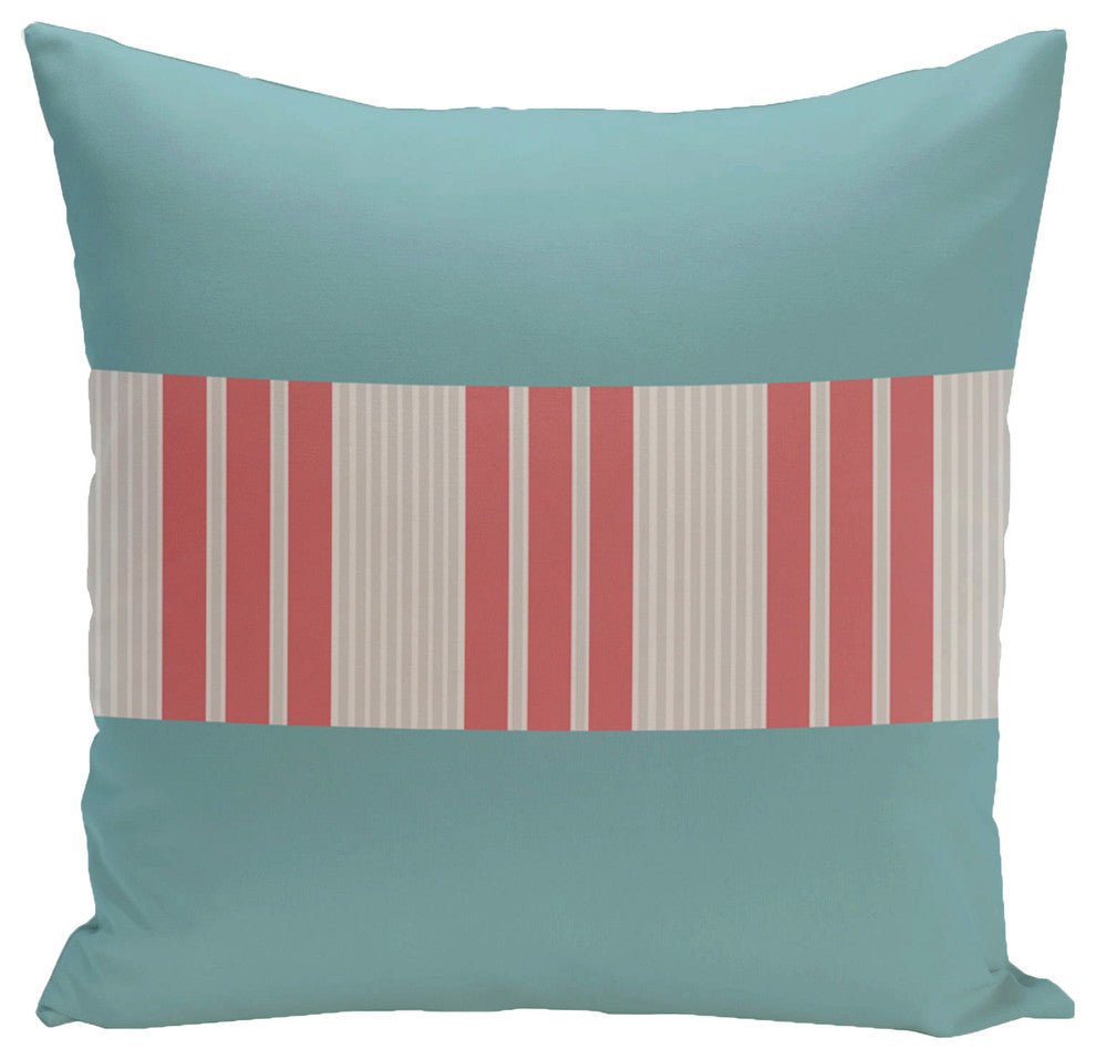 Stripe Decorative Pillow Bahama Paloma Coral, 16"x16"