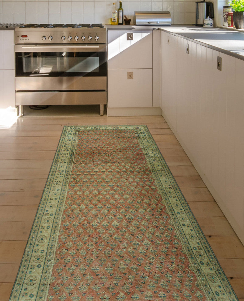 Semi-Antique Salomeh Rust/Ivory Runner, 3'3x9'8