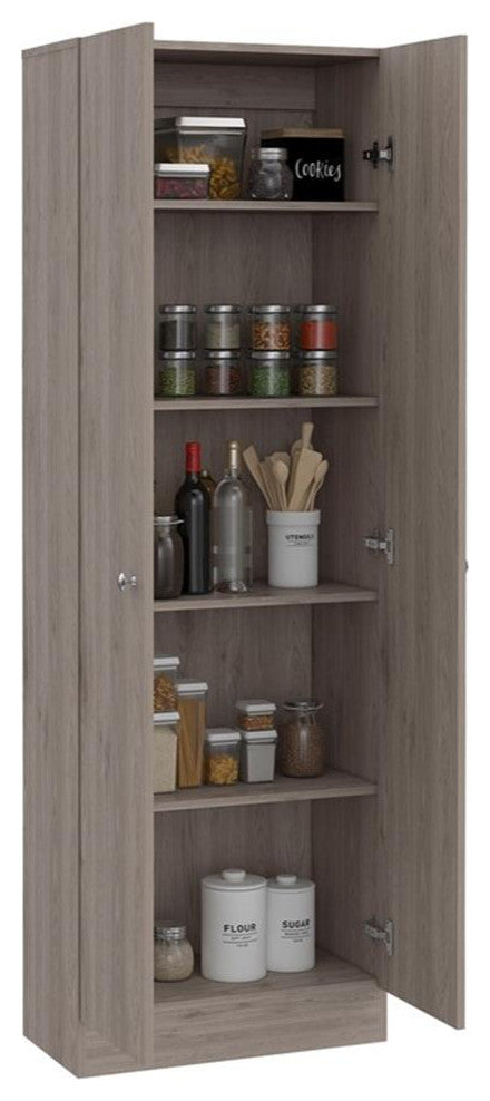 Pemberly Row 2-Door Modern Engineered Wood Multistorage Pantry Cabinet in Gray