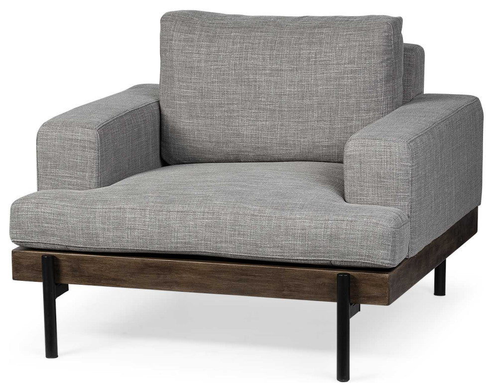 41" Gray and Black Linen Club Chair