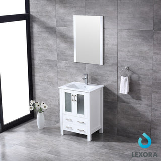 Volez 24" Single Vanity Cabinet Integrated Top Integrated Sink, 22" Wall Mirror