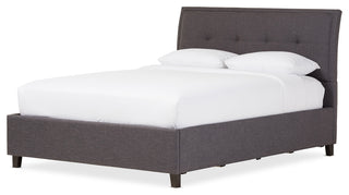 Lea Modern Dark Gray Fabric Queen Size Storage Platform Bed