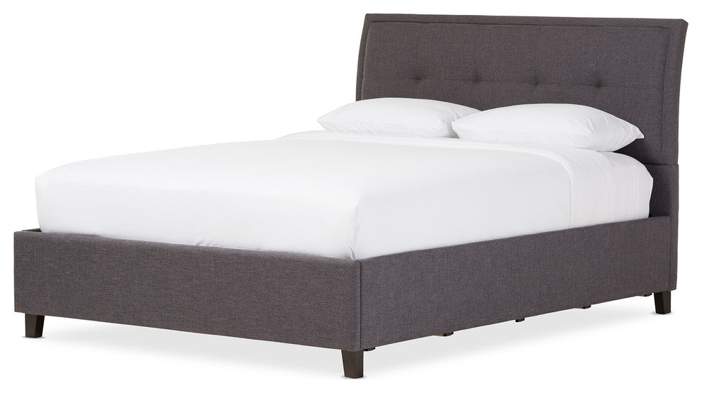 Lea Modern Dark Gray Fabric Queen Size Storage Platform Bed