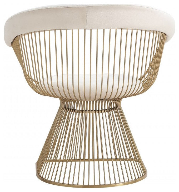 Swell Gold Dining Chair Arm Chair, Beige
