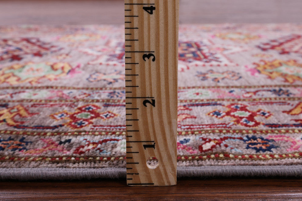 3' 0" X 3' 10" Geometric Super Kazak Handmade Wool Rug Q10642