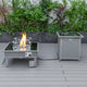 LeisureMod Walbrooke Square Fire Pit Table and Tank Holder With Slats, Gray