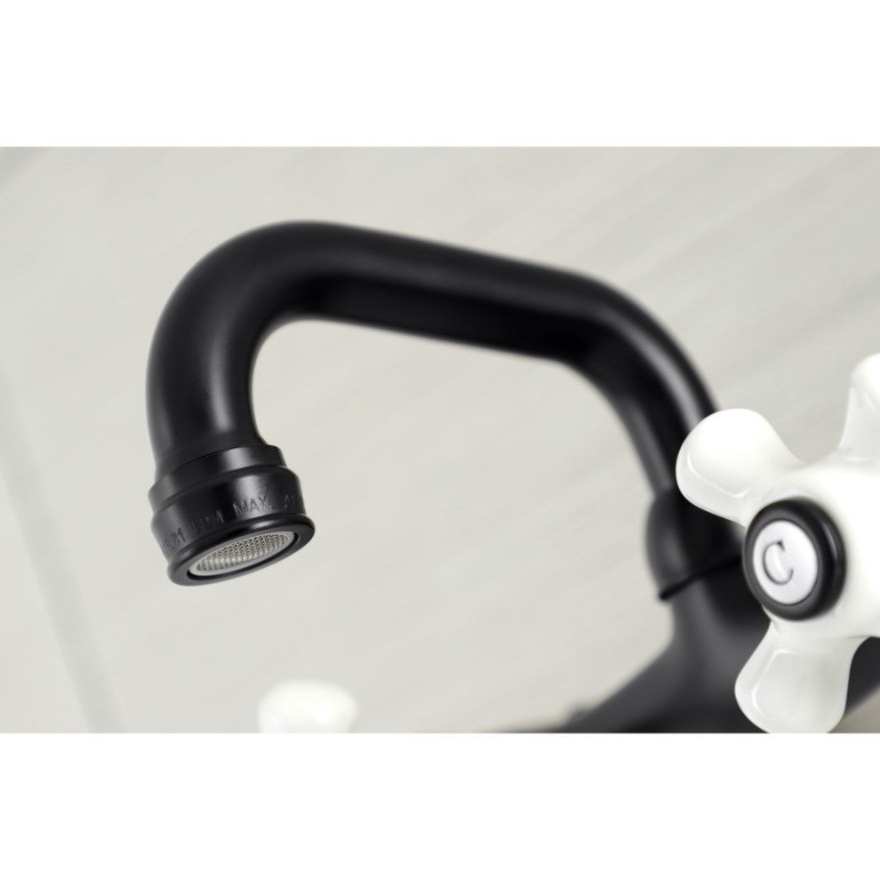 Kingston Brass KS612MB Two-Handle Wall Mount Bar Faucet, Matte Black