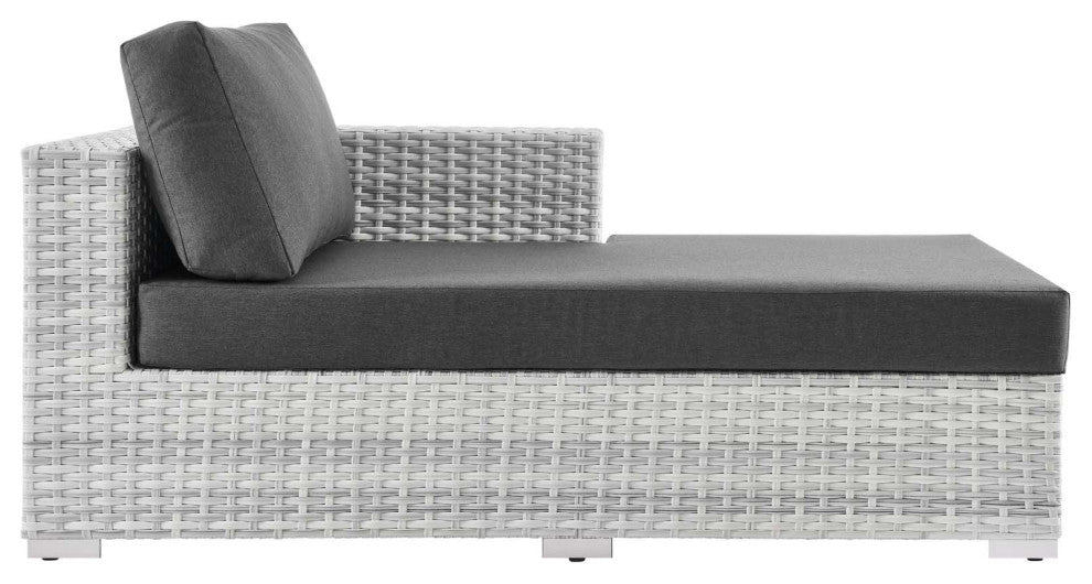 Lounge Chair Chaise, Rattan, Wicker, Gray, Modern, Outdoor Patio Bistro