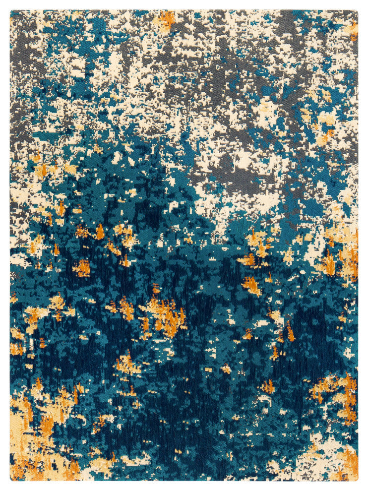 Bilbao Blue and Orange Rug'd Chair Mat, 40"x54", .5" Pile Height