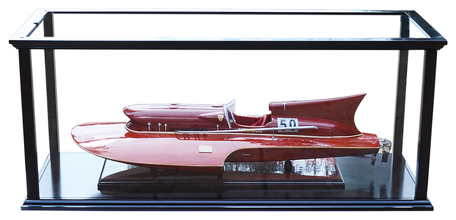 Display Case For Speed Boat Handcrafted Wooden Display Case for Model Ships