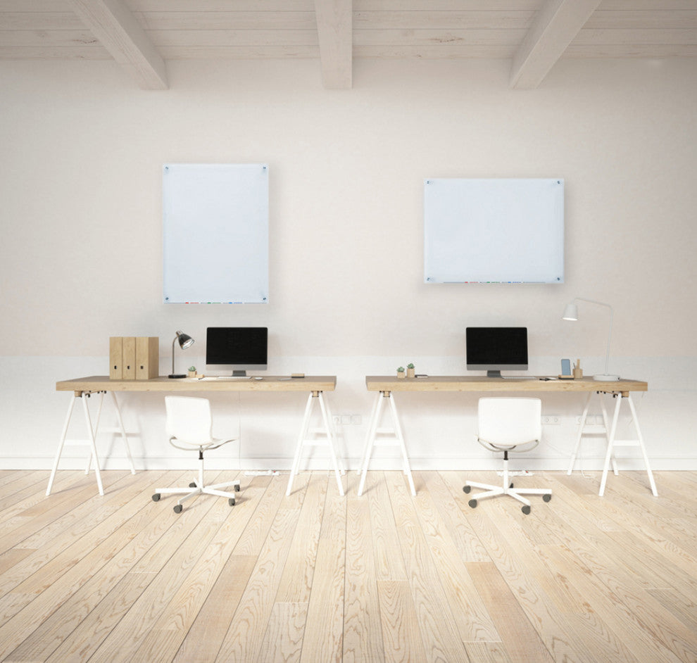 Magnetic White Glass Dry-Erase Board Set, 36"x72"