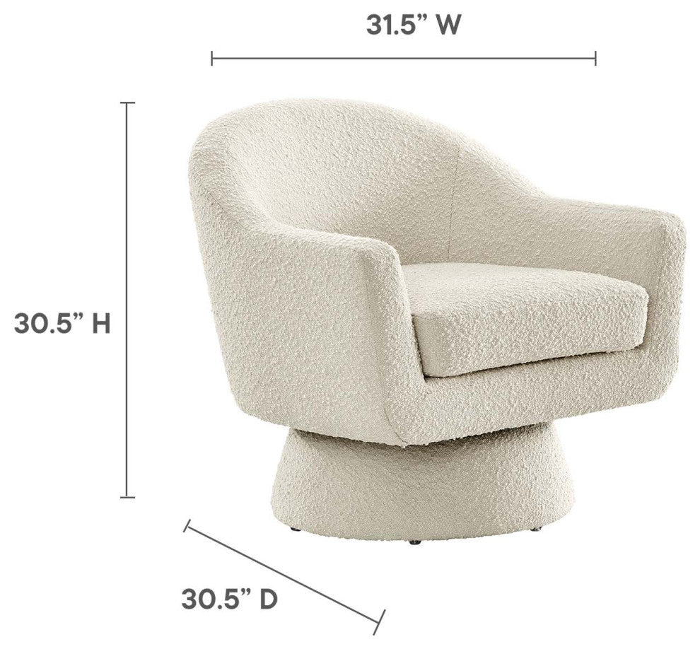 Astral Boucle Fabric Boucle Fabric Swivel Chair, Ivory