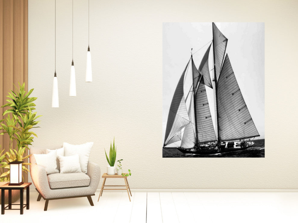 35" Sailboat in Action Giclee Wrap Canvas Wall Art