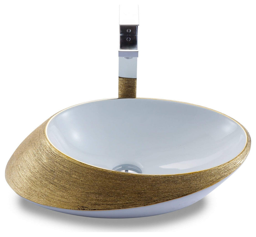 Fine Fixtures Luxury Vessel, Oval 20"x15", Brushed Gold