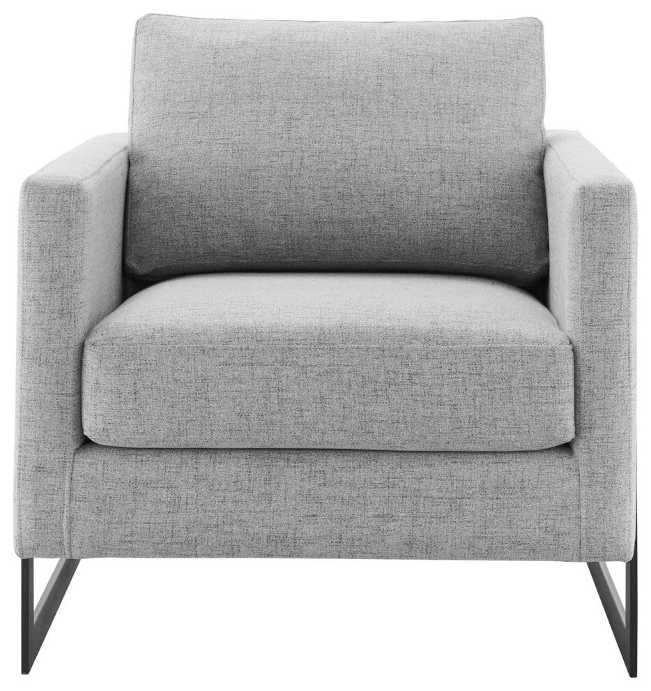 Accent Chair, Fabric, Metal, Black Gray, Modern, Living Lounge Hospitality