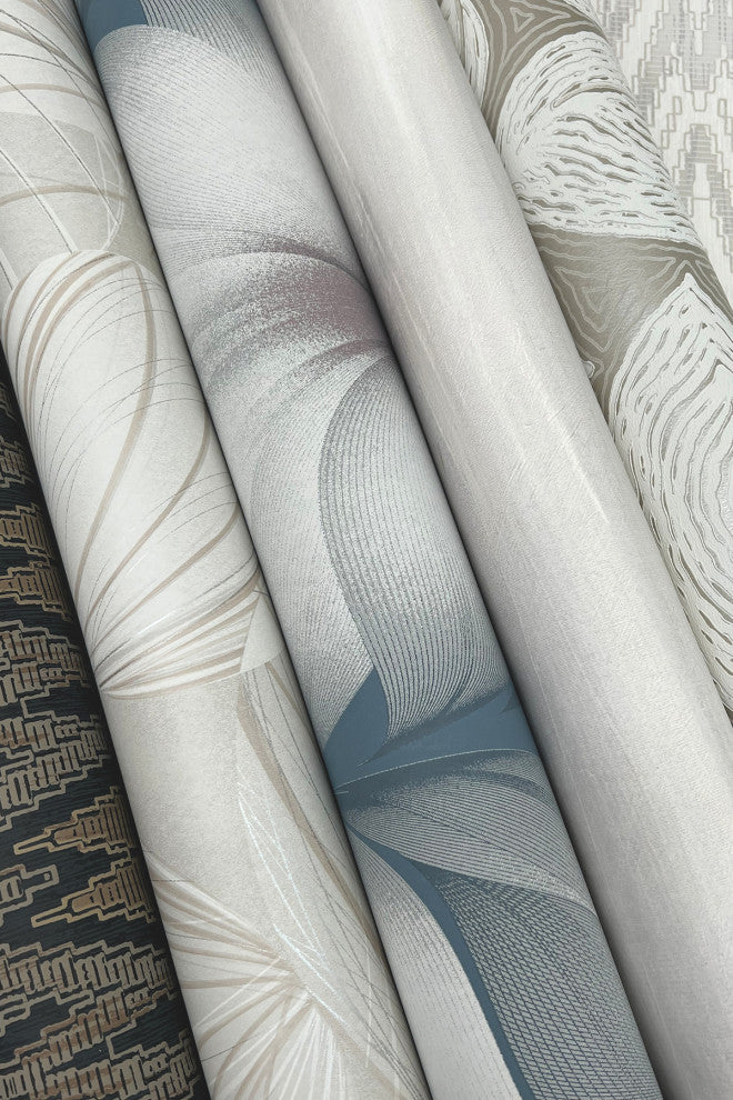 Taupe Contoured Leaves Wallpaper