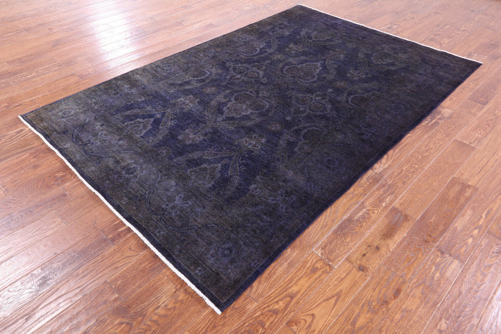 Full Pile Overdyed Hand Knotted Wool Rug 5' 11" X 9' 0" - Q12718