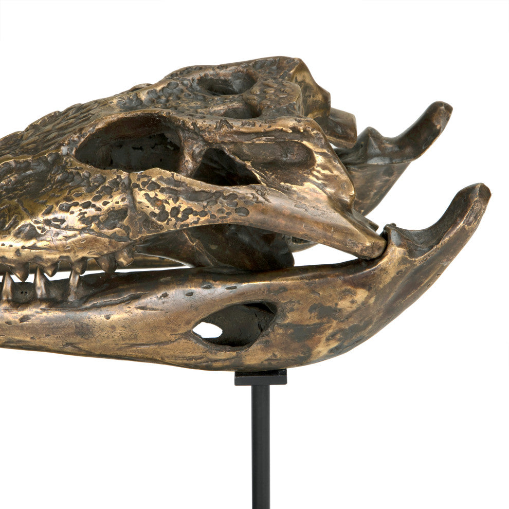 Brass Alligator On Stand, Small