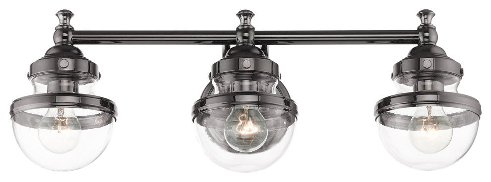 Livex Lighting Oldwick 3 Light Polished Black Chrome Vanity Sconce