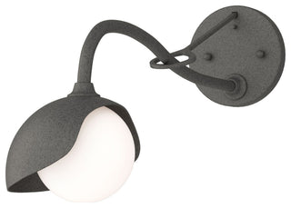 Brooklyn 1-Light Single Shade Sconce, Natural Iron, Natural Iron, Opal Glass
