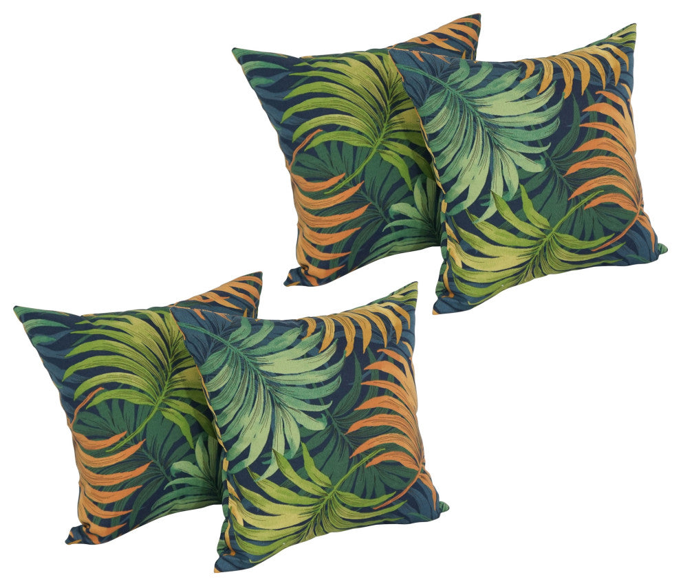 17" Square Solid Polyester Outdoor Throw Pillows, Set of 4, Laperta Monsoon