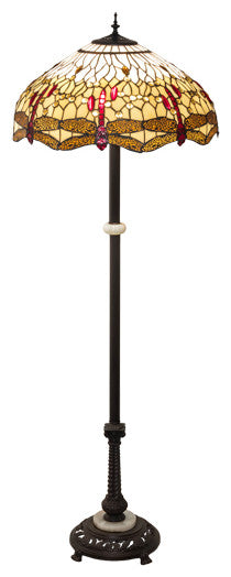 Meyda Lighting 229132 62" High Tiffany Hanginghead Dragonfly Floor Lamp