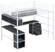 Gewnee Metal Loft Bed with bookcase, desk and cabinet, Full, White
