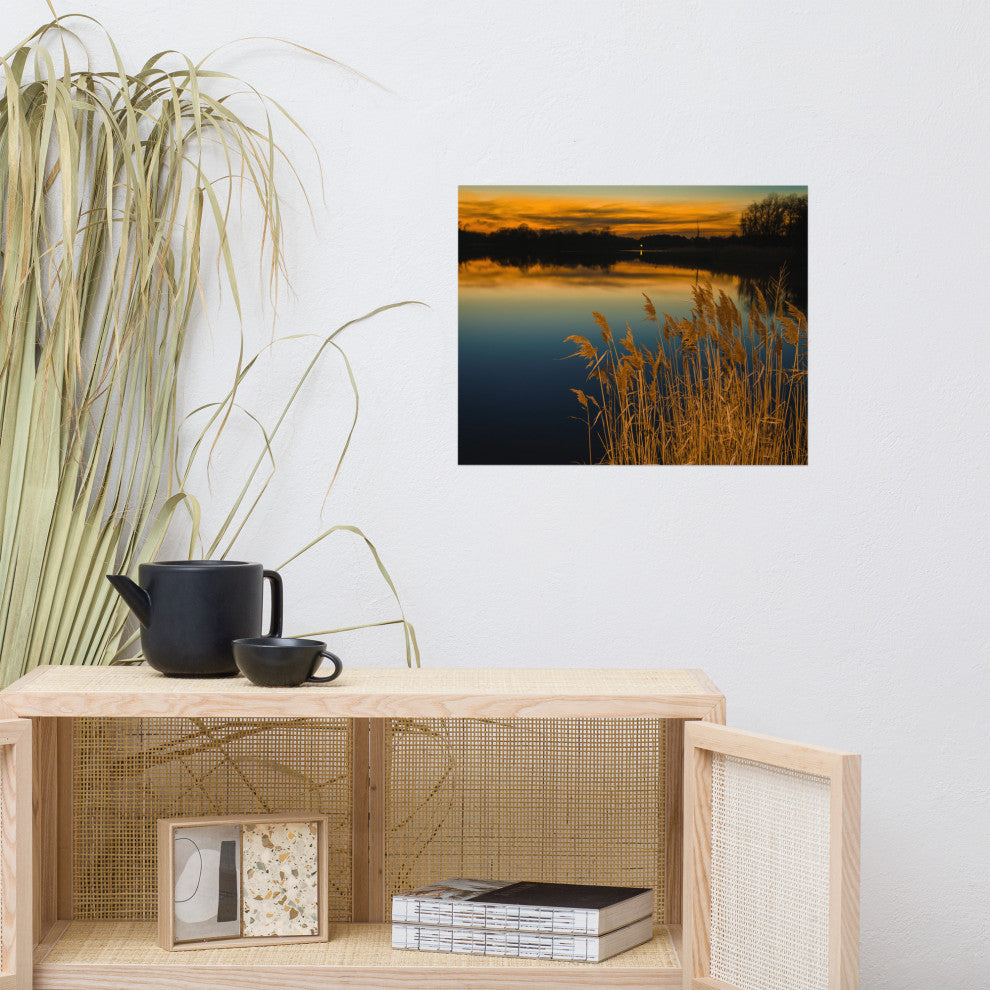 Farmhouse Art Decor: Sunset Reedy Point Landscape Photo Unframed Print, 16" X 20"