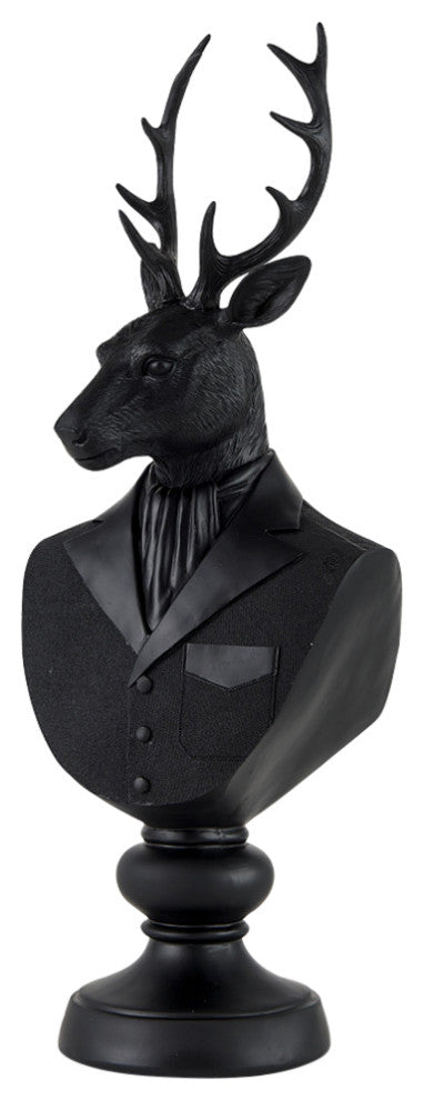 Mozart Black Painted Resin Deer Bust