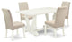 5-Piece Dinette Set, 4 Chairs Seat and Table, Linen White