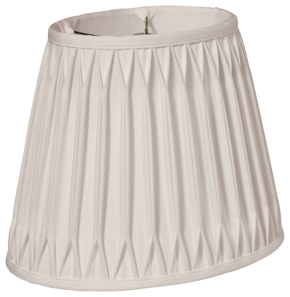 12" Cream Oval Smocked Pleat Paperback Shantung Lampshade