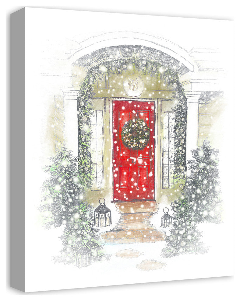 Holiday Door 16x20 Canvas Wall Art