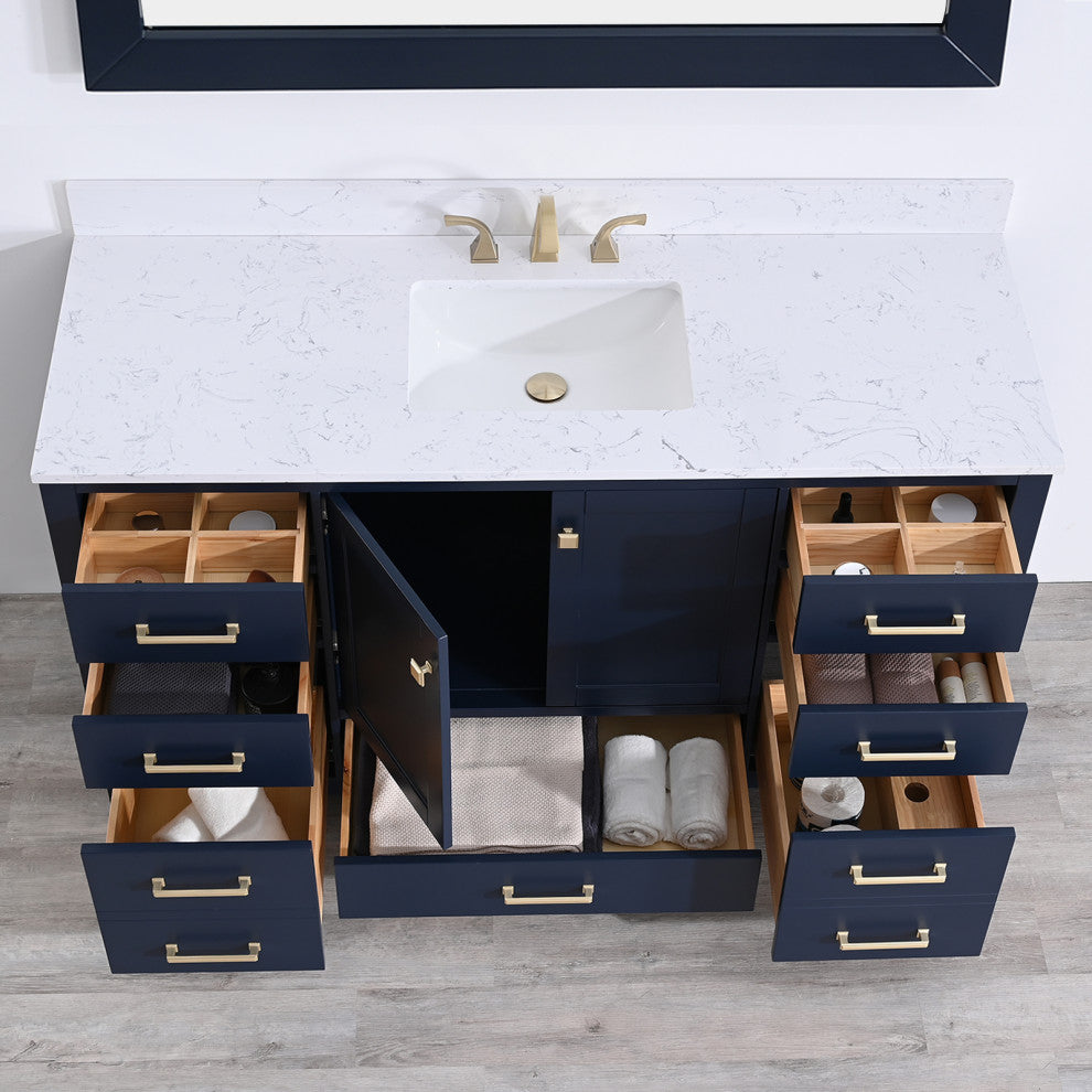 60" Bathroom Cabinet Countertop Set, Blue
