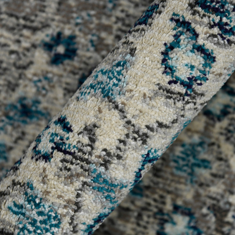 Montana Nieves Area Rug, Blue, 7'6" x 7'6"R, Medallion