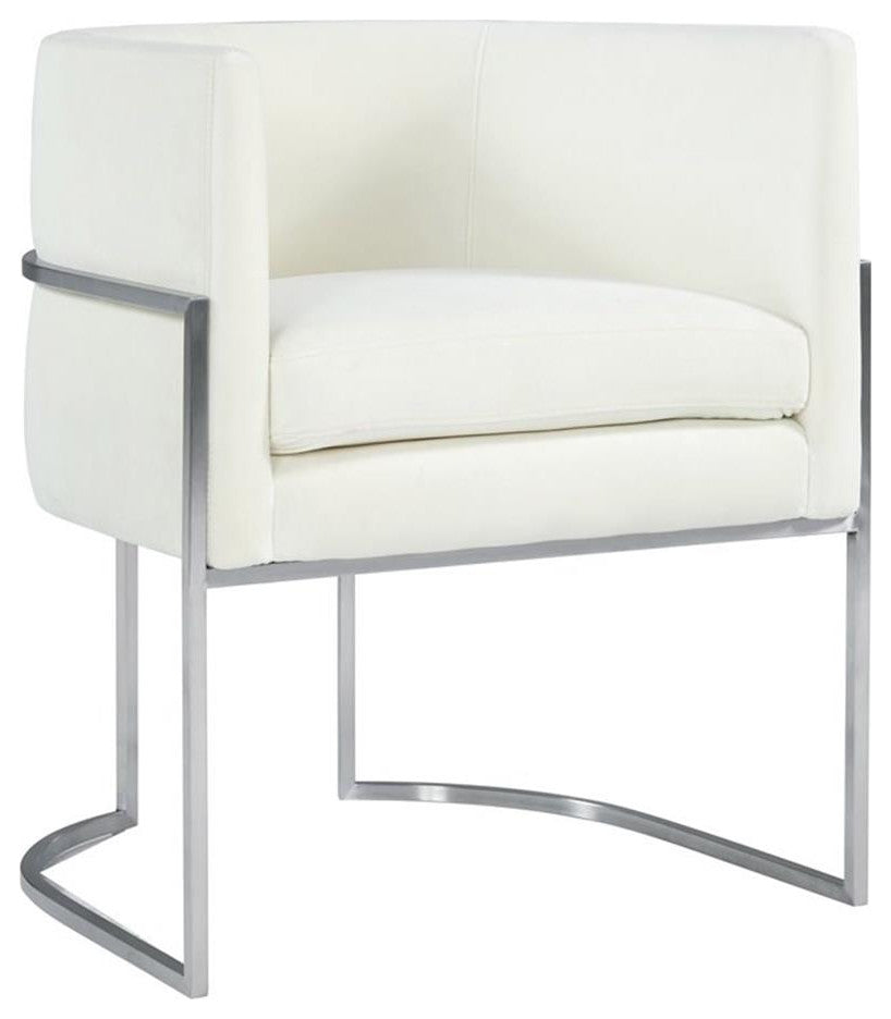 Home Square Giselle 19" Transitional Velvet Dining Chair in Cream - Set of 2