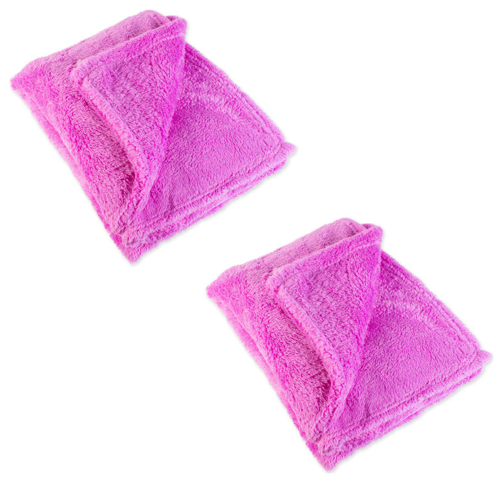 2Pk Bright Orchid Fuzzy Fleece Throw 50X60