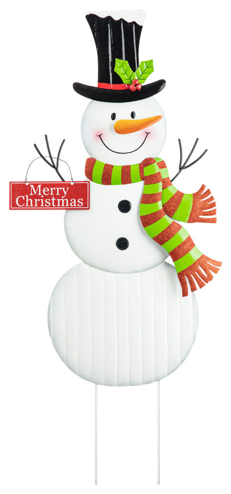 40"H Metal Snowman Yard Stake