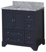 Madison 36" Bathroom Vanity, Marine Gray, Carrara Marble