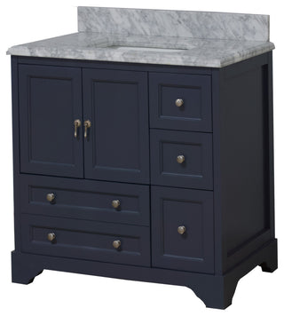 Madison 36" Bathroom Vanity, Marine Gray, Carrara Marble
