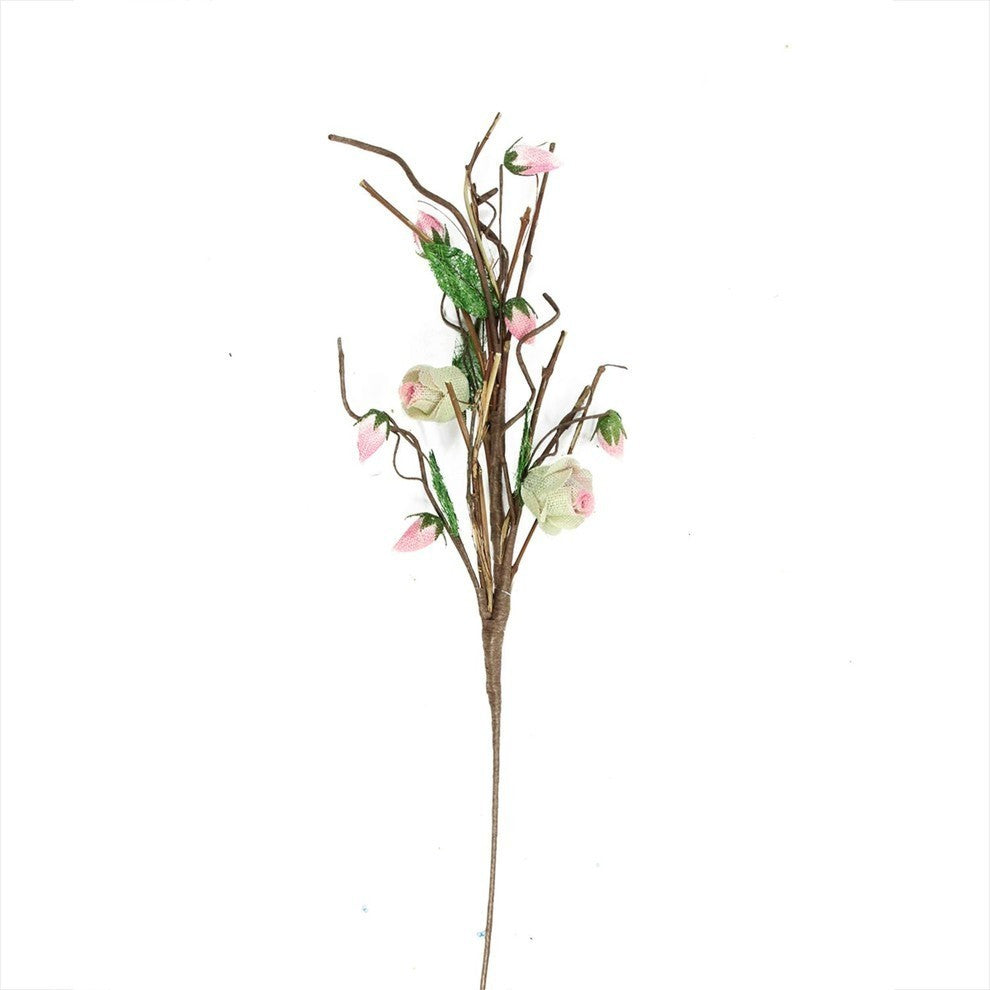 33" Brown Cream and Pink Decorative Spring Floral Artificial Pick