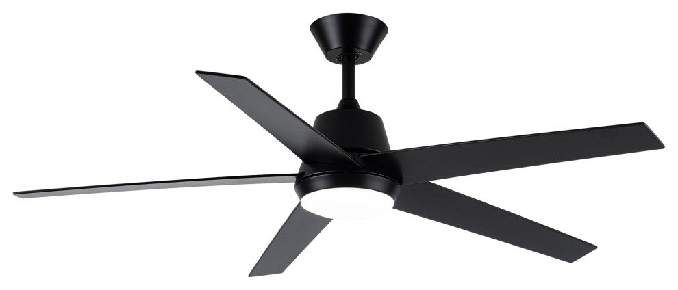 52-inch Modern 5-blade Black Ceiling Fan with Light
