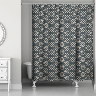 Floral Argyle in Brown and Black Shower Curtain