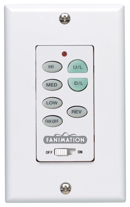 Three Speed Wall Control Reversing, Fan Speed and Light, White, 220v