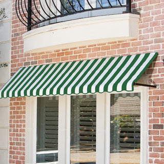 Awntech 3' Dallas Retro Acrylic Fabric Fixed Awning, Forest/White Stripe