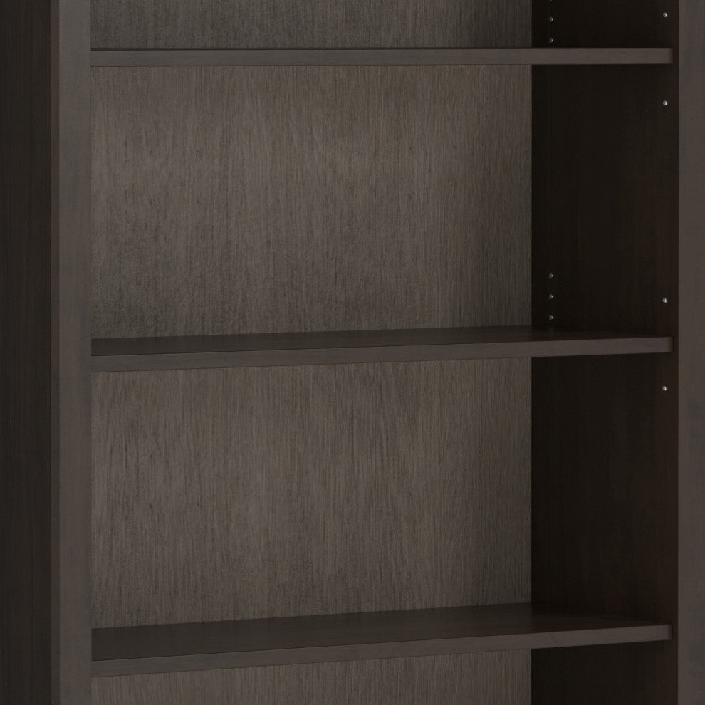 Amherst Solid Wood 36" 5 Shelf Bookcase, Hickory Brown