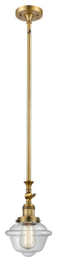 Small Oxford 1-Light LED Pendant, Brushed Brass, Glass: Clear