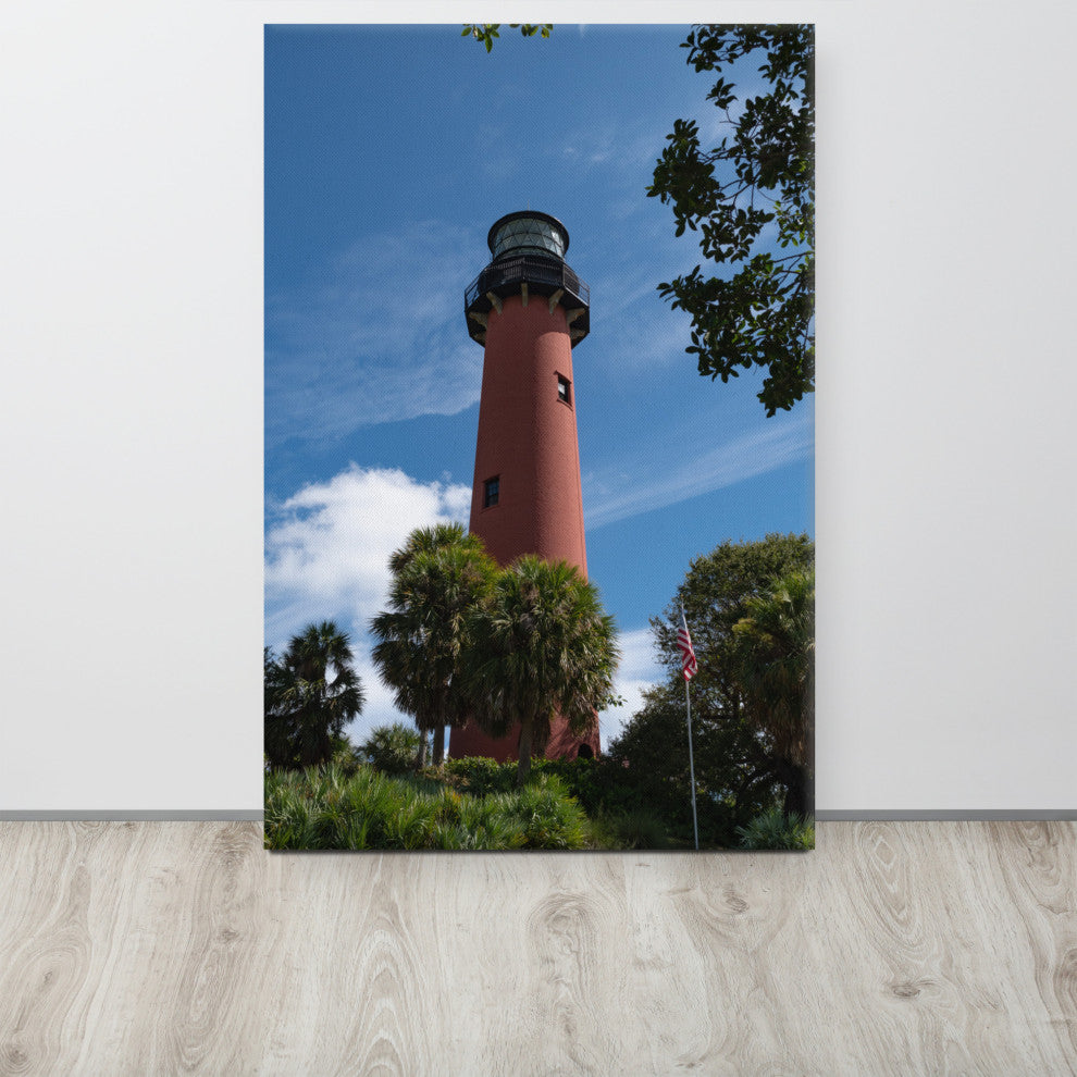 Jupiter Lighthouse 2 Color Coastal Landscape Canvas Wall Art Print, 24" X 36"