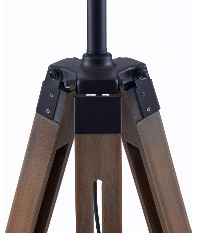 Amlight Tripod Floor Lamp With Gray Stand and Brushed Nickel Touch, White Shade