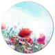 Red Poppies On Blue Background, Modern Floral Round Wall Art, 11"